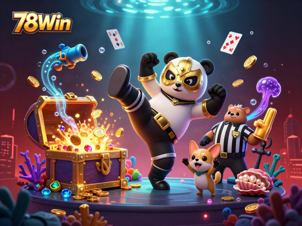 Experience thrilling action at 78Win with a vibrant scene of excitement and gambling elements!