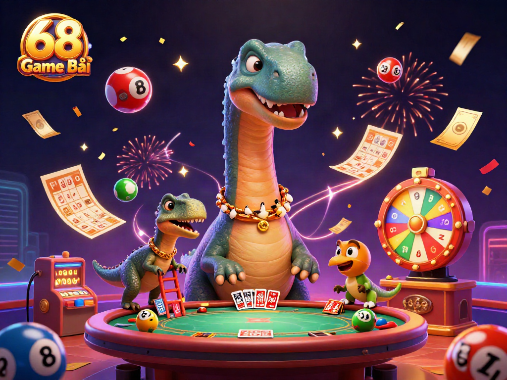 Experience thrilling gameplay in the 68 Game Bài casino illustration with dynamic elements and vibrant colors.