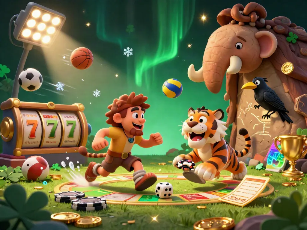 Engage with Ledak388 at a vibrant casino scene featuring ancient characters and dynamic gaming elements.