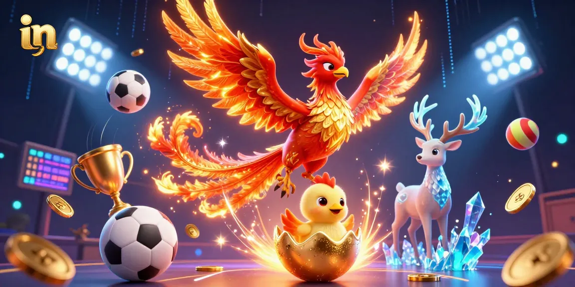 Bet on exhilarating moments in 3D with a vibrant illustration featuring a phoenix and sports elements
