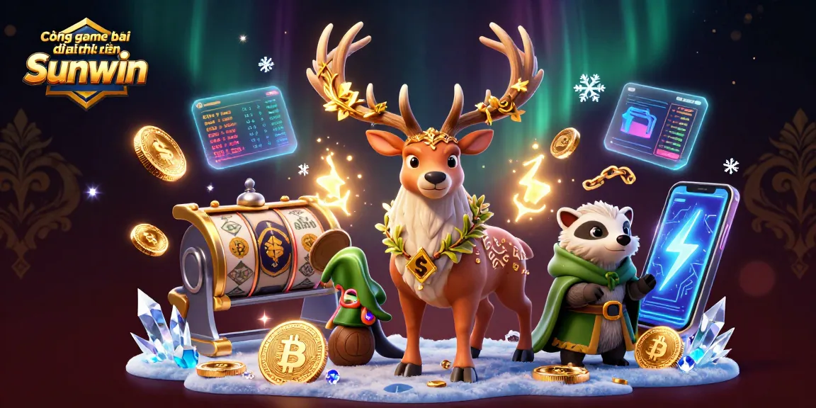 Cổng game bài đổi thưởng Sunwin showcases a vibrant 3D casino scene featuring dynamic characters and engaging gaming elements.