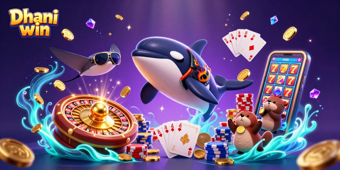 Dive into the thrill with Dhani win, as the orca jumps amidst glowing gems and spinning roulette!